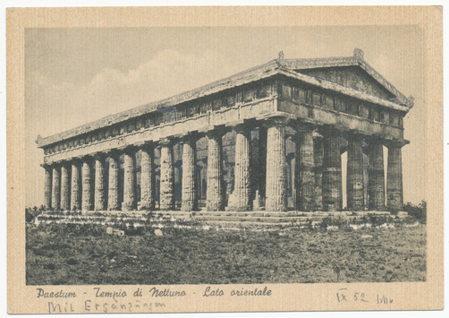 Vorschaubild Paestum: Neptuntempel, Ostseite, mit Ergänzungen von Wolfgang Schöne 1952 